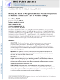 Cover page: Meeting the Needs of Postpartum Women: Provider Perspectives on Maternal Contraceptive Care in Pediatric Settings.