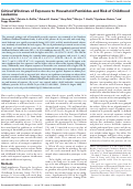 Cover page: Critical windows of exposure to household pesticides and risk of childhood leukemia.