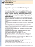 Cover page: Computational approaches to identify functional genetic variants in cancer genomes