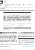 Cover page: Intraoperative High Tidal Volume Ventilation and Postoperative Acute Respiratory Distress Syndrome in Liver Transplant