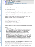 Cover page: BEHAVIOR AND EMOTION MODULATION DEFICITS IN PRESCHOOLERS AT RISK FOR BIPOLAR DISORDER