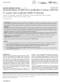 Cover page: Characterization of SARS-CoV-2 antibodies in human milk from 21 women with confirmed COVID-19 infection