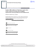 Cover page: Further MRI evidence of late brain maturation: Limbic volume increases and changing asymmetries during childhood and adolescence