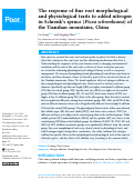 Cover page: The response of fine root morphological and physiological traits to added nitrogen in Schrenk’s spruce (Picea schrenkiana) of the Tianshan mountains, China