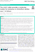 Cover page: The LsVe1L allele provides a molecular marker for resistance to Verticillium dahliae race 1 in lettuce.