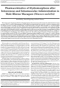 Cover page: Pharmacokinetics of hydromorphone after intravenous and intramuscular administration in male rhesus macaques (Macaca mulatta).