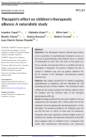 Cover page: Therapist's effect on children's therapeutic alliance: A naturalistic study