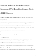 Cover page: Proteomic Analysis of Human Keratinocyte Response to 2,3,7,8-Tetrachlorodibenzo‑p‑Dioxin (TCDD) Exposure