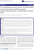 Cover page: The organizational social context of mental health services and clinician attitudes toward evidence-based practice: A United States national study