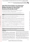 Cover page: Aged Garlic Extract Reduces Low Attenuation Plaque in Coronary Arteries of Patients with Metabolic Syndrome in a Prospective Randomized Double-Blind Study 1–3