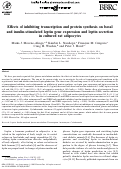 Cover page: Effects of inhibiting transcription and protein synthesis on basal and insulin-stimulated leptin gene expression and leptin secretion in cultured rat adipocytes