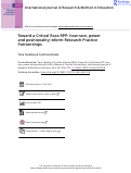 Cover page: Toward a Critical Race RPP: how race, power and positionality inform Research Practice Partnerships