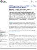 Cover page: GPCR signaling inhibits mTORC1 via PKA phosphorylation of Raptor