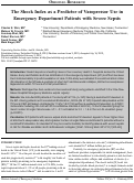 Cover page: The Shock Index as a Predictor of Vasopressor Use in Emergency Department Patients with Severe Sepsis