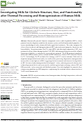 Cover page: Investigating Milk Fat Globule Structure, Size, and Functionality after Thermal Processing and Homogenization of Human Milk.