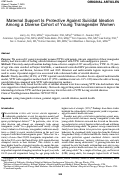 Cover page: Maternal Support Is Protective Against Suicidal Ideation Among a Diverse Cohort of Young Transgender Women.