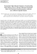 Cover page: Automated Video-Based Analysis of Contractility and Calcium Flux in Human-Induced Pluripotent Stem Cell-Derived Cardiomyocytes Cultured over Different Spatial Scales