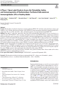 Cover page: A Phase 1 Open-Label Study to Assess the Tolerability, Safety, and Immunogenicity of Hyaluronidase-Facilitated Subcutaneous Immunoglobulin 20% in Healthy Adults.