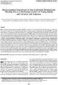 Cover page: Neurocognitive Impairment in the Combined Antiretroviral Therapy Era in a Romanian Cohort of Young Adults with Chronic HIV Infection.