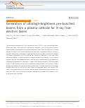 Cover page: Generation of ultrahigh-brightness pre-bunched beams from a plasma cathode for X-ray free-electron lasers.