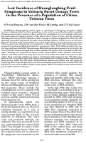 Cover page: Low Incidence of Huanglongbing Fruit Symptoms in Valencia Sweet Orange Trees in the Presence of a Population of Citrus Tristeza Virus