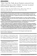 Cover page: “How Can We Talk about Patient-centered Care without Patients at the Table?” Lessons Learned from Patient Advisory Councils