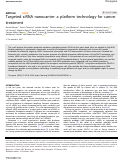 Cover page: Targeted siRNA nanocarrier: a platform technology for cancer treatment