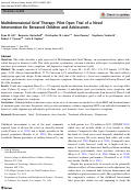 Cover page: Multidimensional Grief Therapy: Pilot Open Trial of a Novel Intervention for Bereaved Children and Adolescents