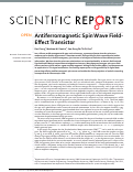 Cover page: Antiferromagnetic Spin Wave Field-Effect Transistor