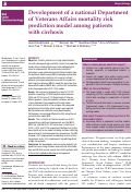 Cover page: Development of a national Department of Veterans Affairs mortality risk prediction model among patients with cirrhosis.