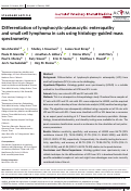 Cover page: Differentiation of lymphocytic‐plasmacytic enteropathy and small cell lymphoma in cats using histology‐guided mass spectrometry