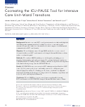 Cover page: Cocreating the ICU-PAUSE Tool for Intensive Care Unit–Ward Transitions