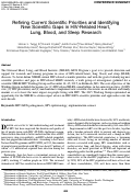 Cover page: Refining Current Scientific Priorities and Identifying New Scientific Gaps in HIV-Related Heart, Lung, Blood, and Sleep Research.