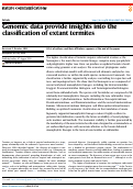 Cover page: Genomic data provide insights into the classification of extant termites.