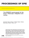 Cover page: The DEIMOS spectrograph for the Keck II Telescope: integration and testing