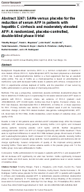 Cover page: Abstract 3247: SAMe versus placebo for the reduction of serum AFP in patients with hepatitis C cirrhosis and moderately elevated AFP: A randomized, placebo-controlled, double-blind phase II trial