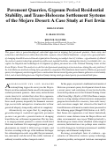 Cover page: Pavement Quarries, Gypsum Period Residential Stability, and Trans-Holocene Settlement Systems of the Mojave Desert: A Case Study at Fort Irwin