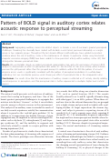 Cover page: Pattern of BOLD signal in auditory cortex relates acoustic response to perceptual streaming