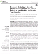 Cover page: Traumatic Brain Injury Severity, Neuropathophysiology, and Clinical Outcome: Insights from Multimodal Neuroimaging