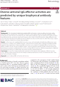 Cover page: Diverse antiviral IgG effector activities are predicted by unique biophysical antibody features