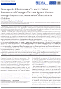Cover page: Dose-specific Effectiveness of 7- and 13-Valent Pneumococcal Conjugate Vaccines Against Vaccine-serotype Streptococcus pneumoniae Colonization in Children.