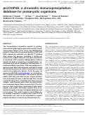 Cover page: proChIPdb: a chromatin immunoprecipitation database for prokaryotic organisms