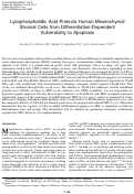 Cover page: Lysophosphatidic Acid Protects Human Mesenchymal Stromal Cells from Differentiation-Dependent Vulnerability to Apoptosis
