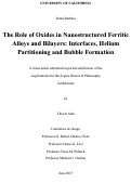 Cover page: The Role of Oxides in Nanostructured Ferritic Alloys and Bilayers: Interfaces, Helium Partitioning and Bubble Formation