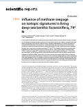 Cover page: Influence of methane seepage on isotopic signatures in living deep-sea benthic foraminifera, 79° N