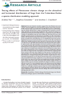 Cover page: Testing effects of Pleistocene climate change on the altitudinal and horizontal distributions of frogs from the Colombian Andes: a species distribution modeling approach