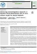 Cover page: Advancing osseointegration research: A dynamic three-dimensional (3D) in&nbsp;vitro culture model for dental implants.