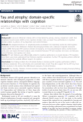 Cover page: Tau and atrophy: domain-specific relationships with cognition