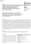 Cover page: Efficacy and safety of memantine in children with autism spectrum disorder: Results from three phase 2 multicenter studies