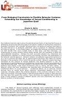 Cover page: From Biological Constraints to Flexible Behavior Systems:  Extending Our Knowledge of Sexual Conditioning in Japanese Quail